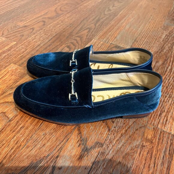 Royal Blue Velvet Sam Edelman Loafers - Picture 1 of 3